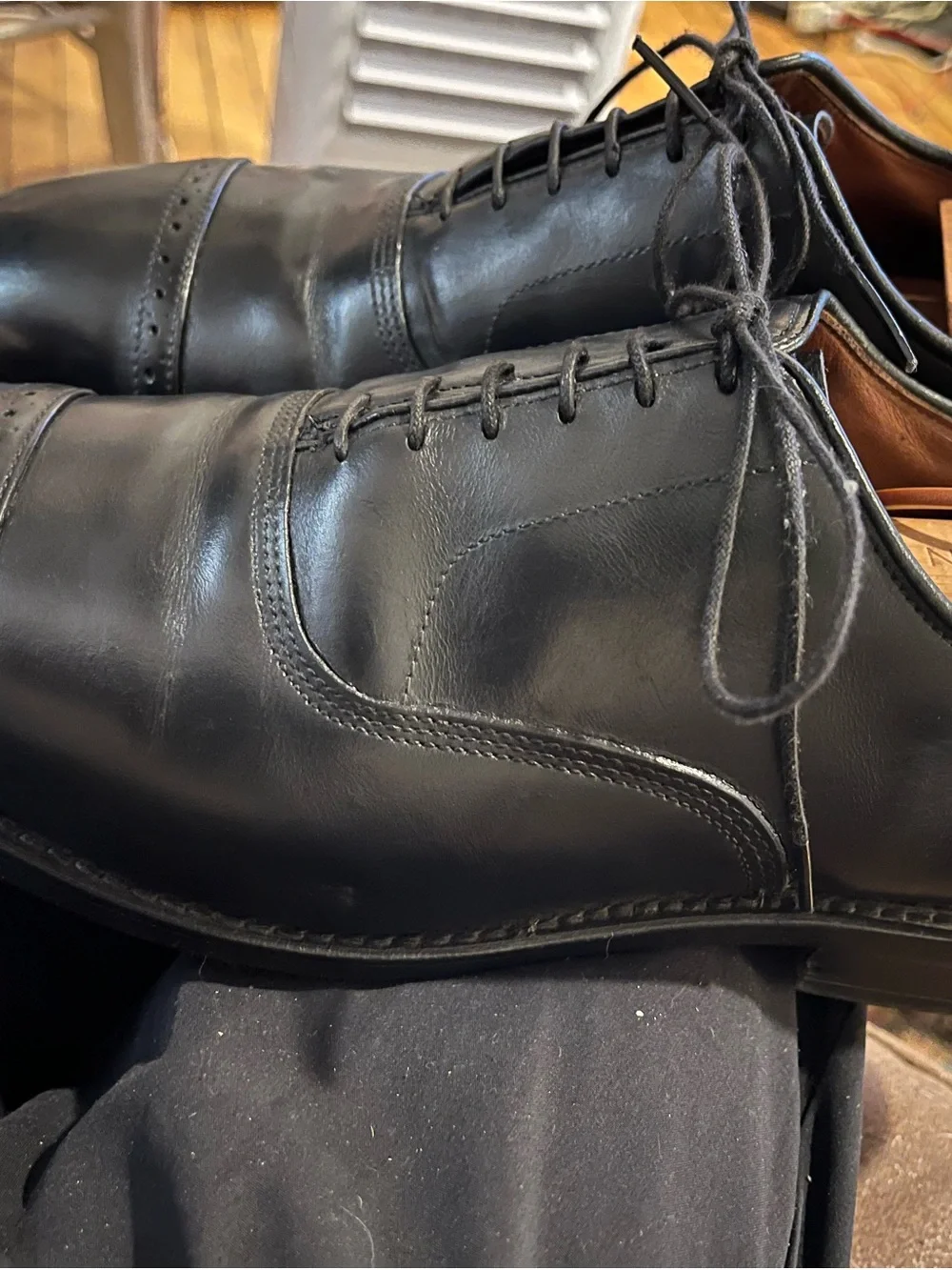 Allen Edmonds Black Cap-Toe Oxfords